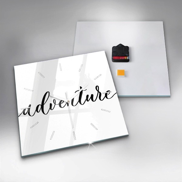 Orologio quadrato in vetro Iscrizione all'avventura