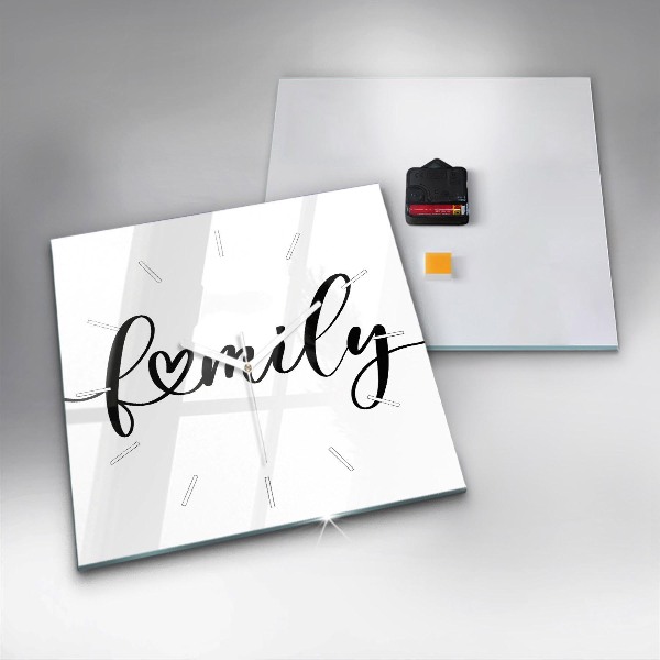 Orologio quadrato in vetro Iscrizione di famiglia e cuore