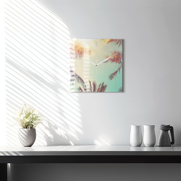 Orologio quadrato in vetro Palme tropicali
