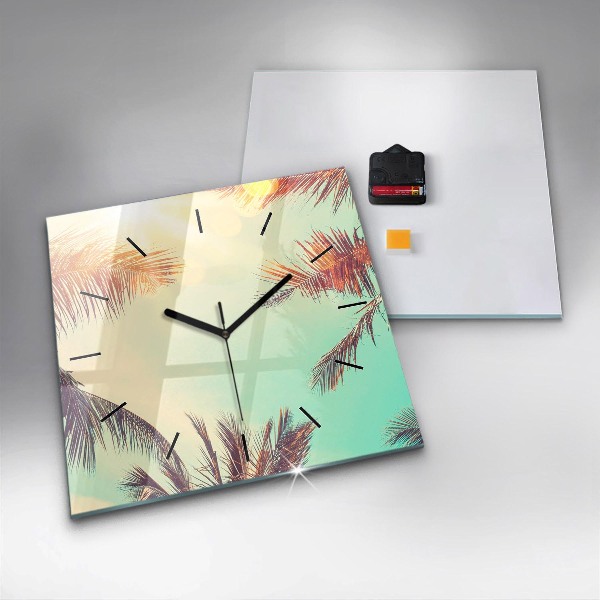 Orologio quadrato in vetro Palme tropicali