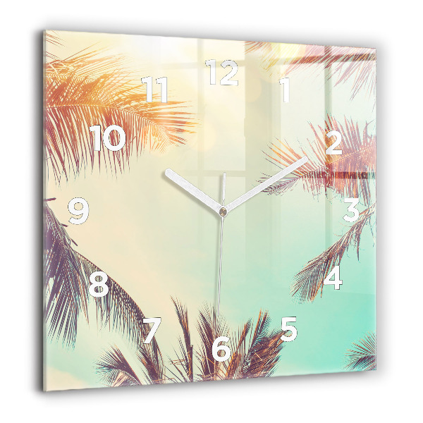Orologio quadrato in vetro Palme tropicali