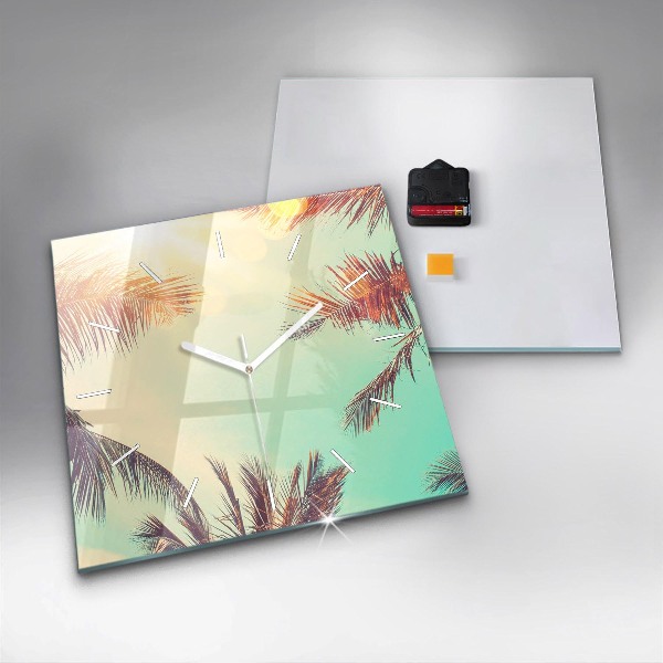 Orologio quadrato in vetro Palme tropicali
