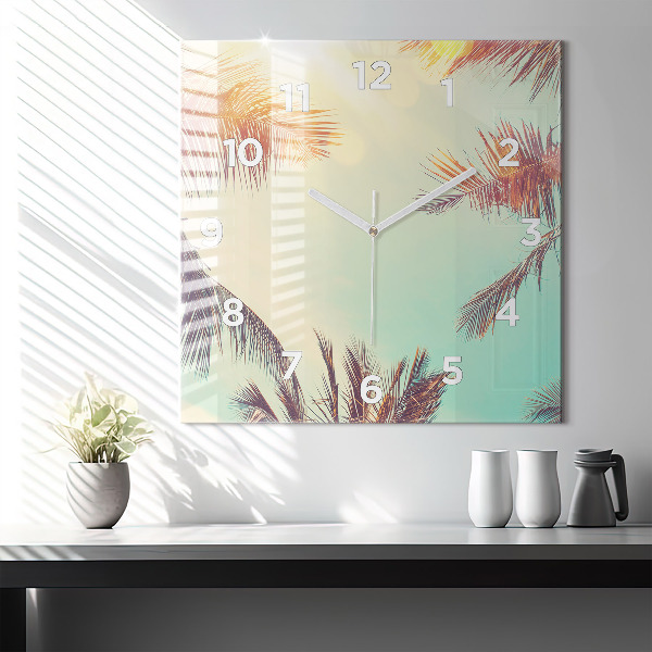 Orologio quadrato in vetro Palme tropicali