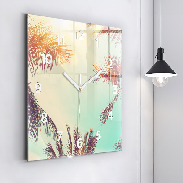 Orologio quadrato in vetro Palme tropicali