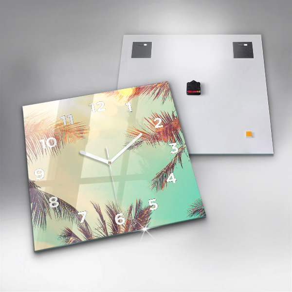 Orologio quadrato in vetro Palme tropicali
