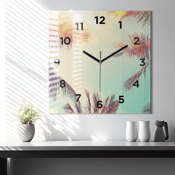 Orologio quadrato in vetro Palme tropicali