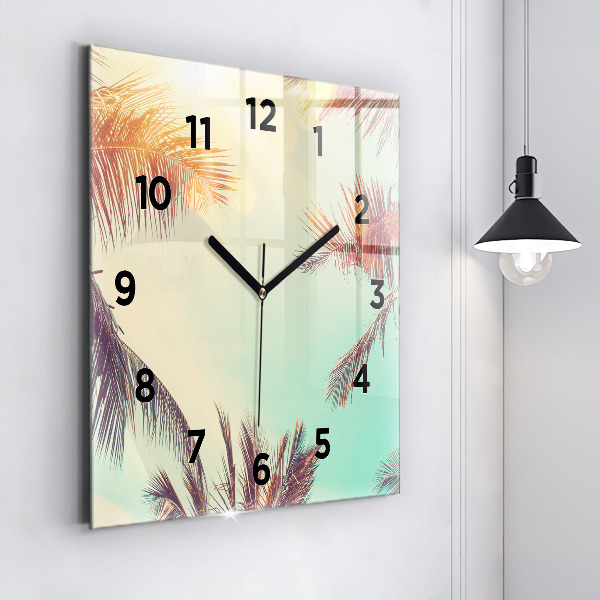 Orologio quadrato in vetro Palme tropicali