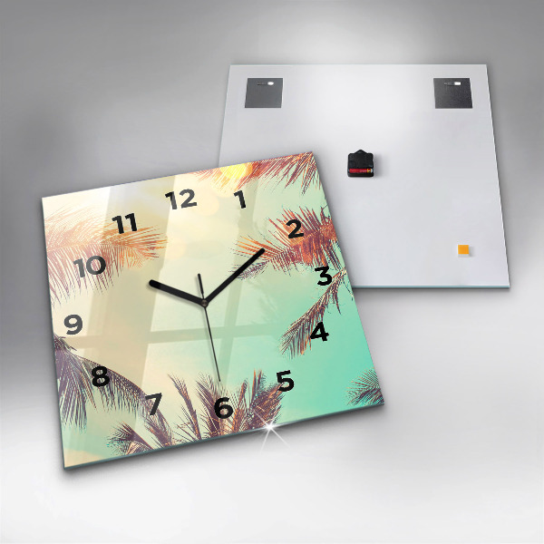 Orologio quadrato in vetro Palme tropicali