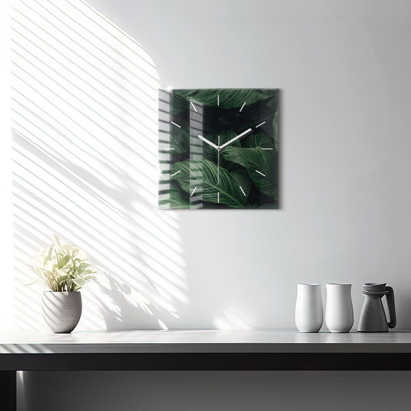 Orologio quadrato in vetro Monstera tropicale