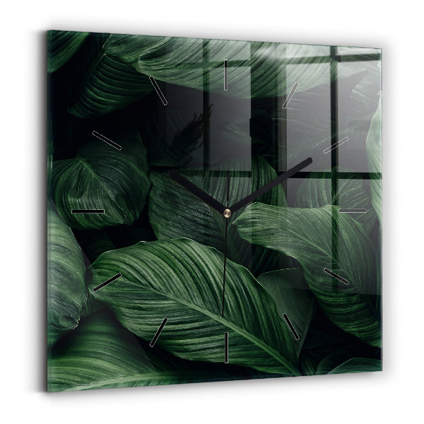 Orologio quadrato in vetro Monstera tropicale
