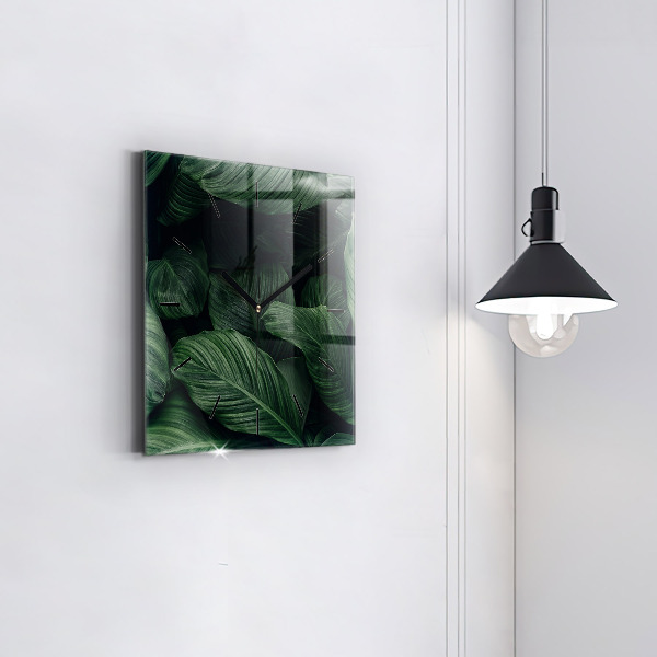 Orologio quadrato in vetro Monstera tropicale