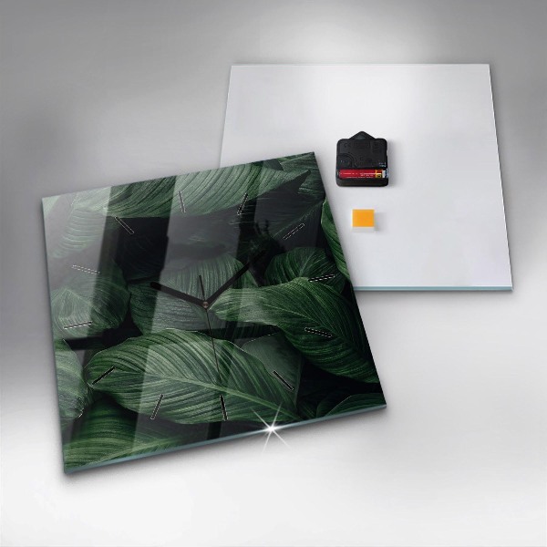 Orologio quadrato in vetro Monstera tropicale
