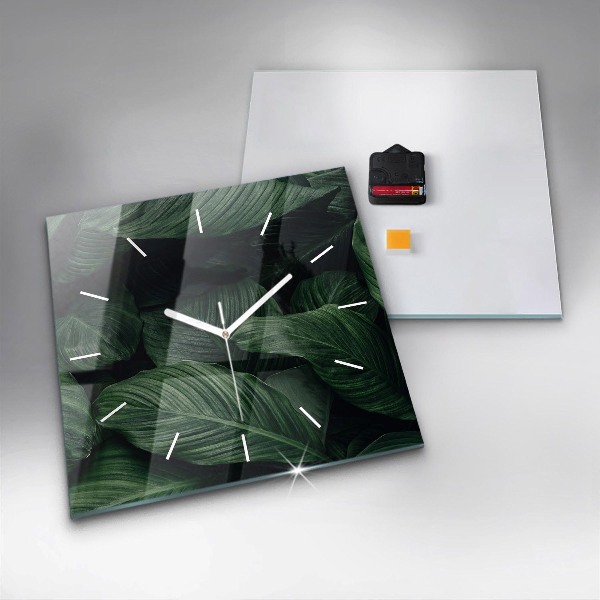 Orologio quadrato in vetro Monstera tropicale