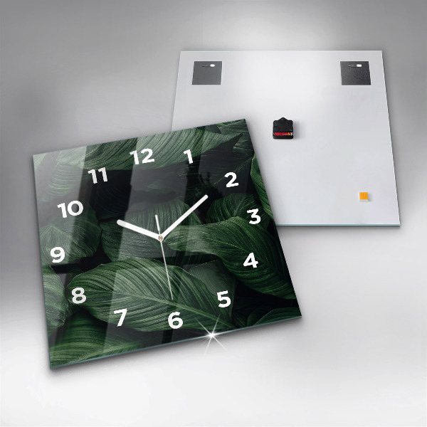 Orologio quadrato in vetro Monstera tropicale