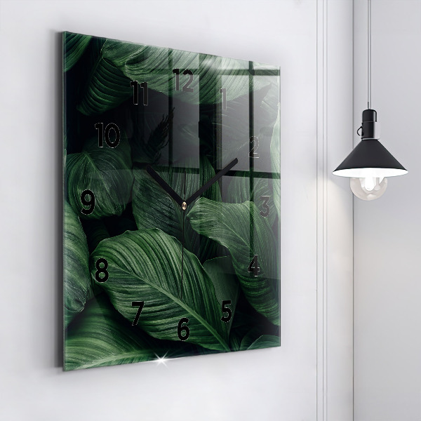 Orologio quadrato in vetro Monstera tropicale