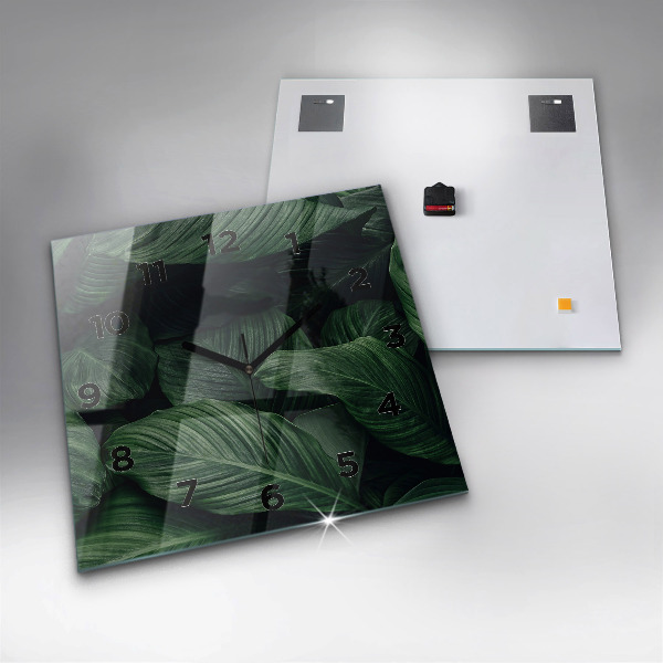 Orologio quadrato in vetro Monstera tropicale