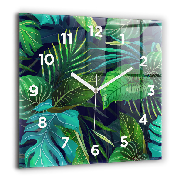 Orologio quadrato in vetro Foglie esotiche