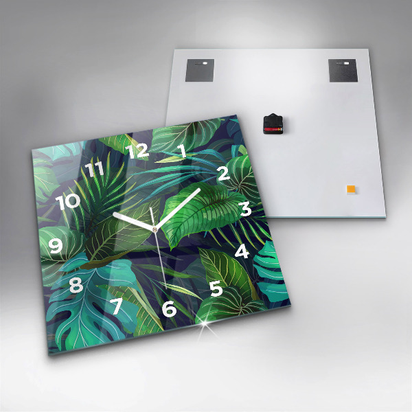 Orologio quadrato in vetro Foglie esotiche