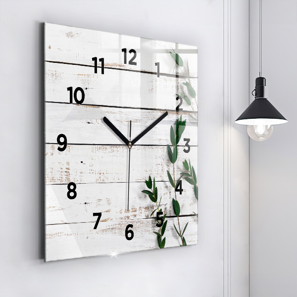 Orologio quadrato in vetro Tavole di legno chiaro