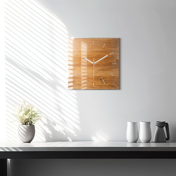 Orologio quadrato in vetro Tavole di legno