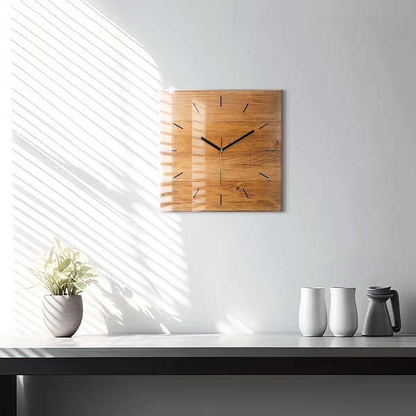 Orologio quadrato in vetro Tavole di legno