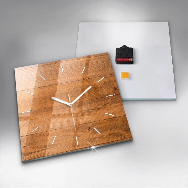 Orologio quadrato in vetro Tavole di legno