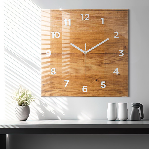 Orologio quadrato in vetro Tavole di legno