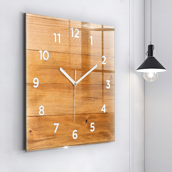 Orologio quadrato in vetro Tavole di legno