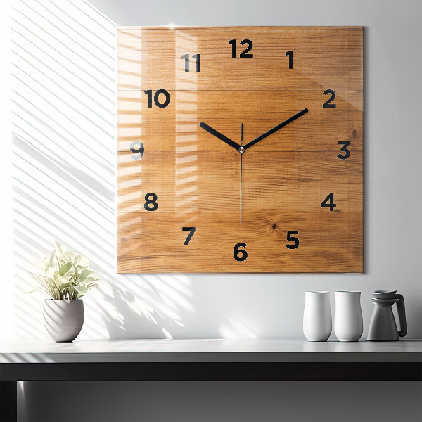 Orologio quadrato in vetro Tavole di legno