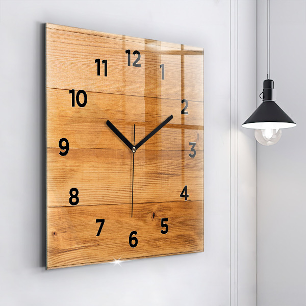 Orologio quadrato in vetro Tavole di legno