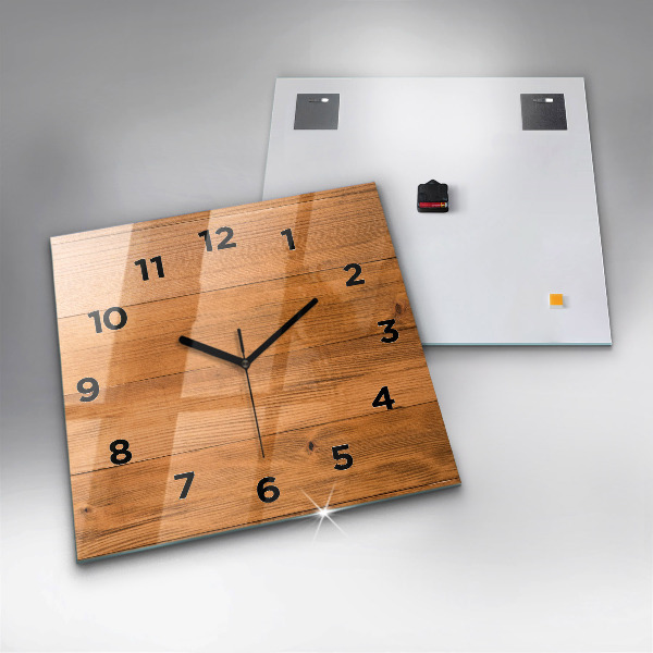 Orologio quadrato in vetro Tavole di legno