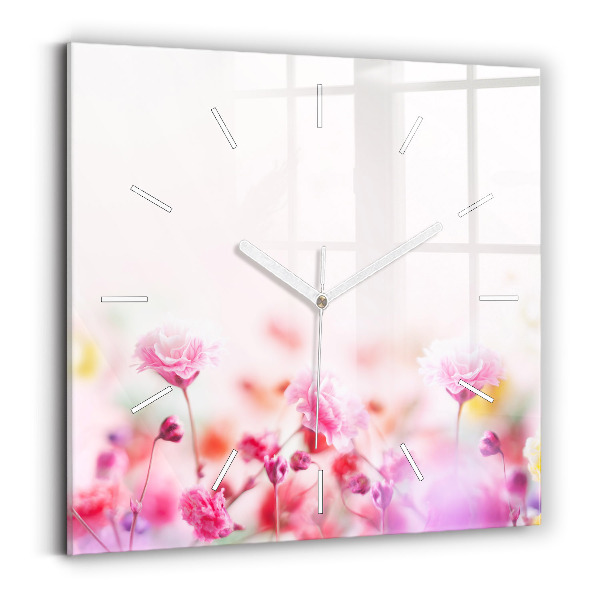 Orologio quadrato in vetro Fiori nel prato