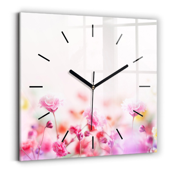 Orologio quadrato in vetro Fiori nel prato