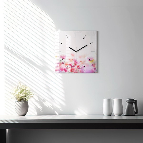 Orologio quadrato in vetro Fiori nel prato