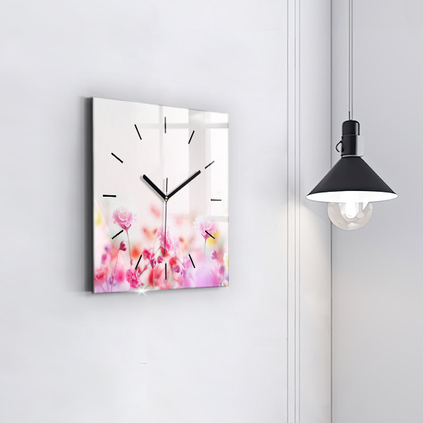 Orologio quadrato in vetro Fiori nel prato