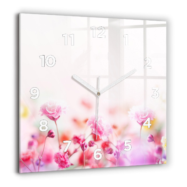 Orologio quadrato in vetro Fiori nel prato