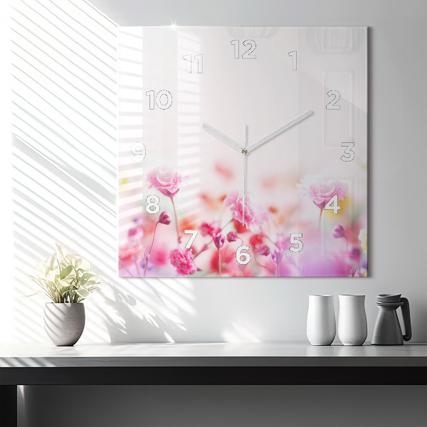 Orologio quadrato in vetro Fiori nel prato