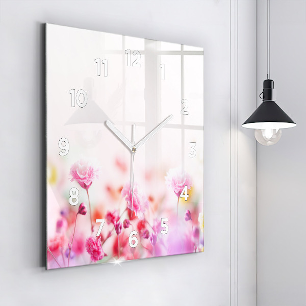 Orologio quadrato in vetro Fiori nel prato