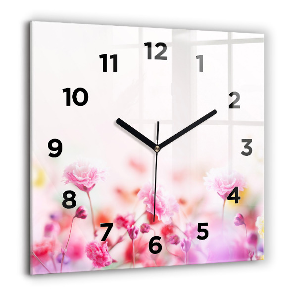 Orologio quadrato in vetro Fiori nel prato
