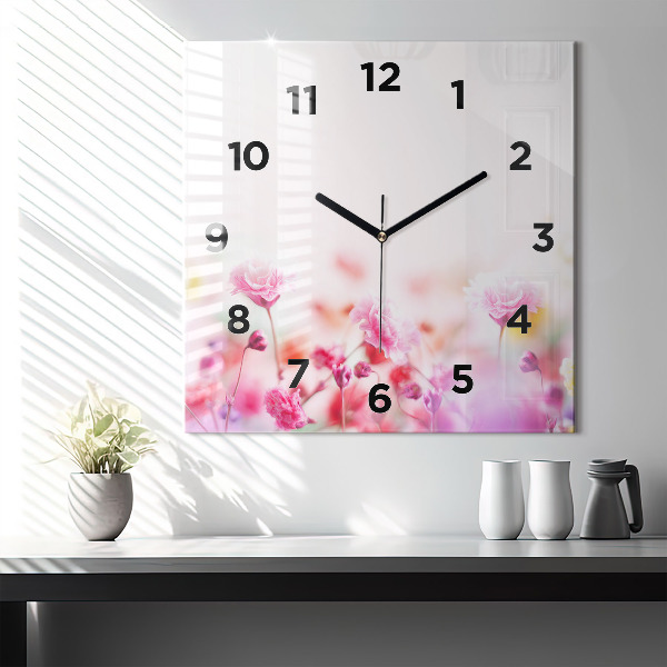 Orologio quadrato in vetro Fiori nel prato