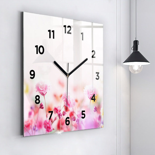 Orologio quadrato in vetro Fiori nel prato