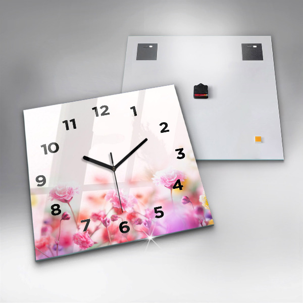 Orologio quadrato in vetro Fiori nel prato