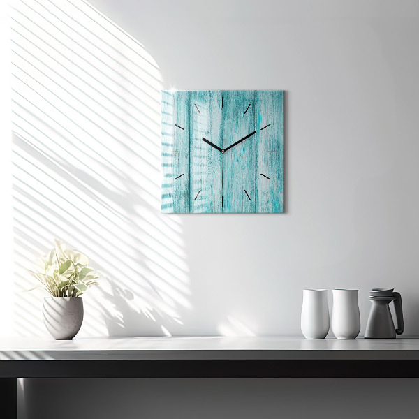 Orologio quadrato in vetro Legno vecchio blu