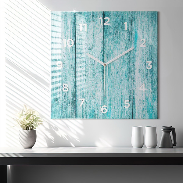 Orologio quadrato in vetro Legno vecchio blu
