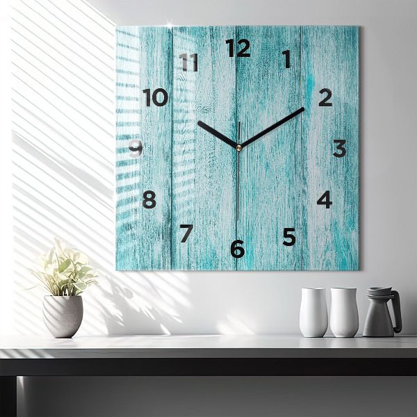 Orologio quadrato in vetro Legno vecchio blu