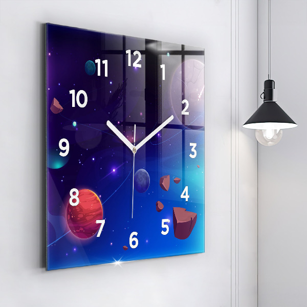 Orologio quadrato in vetro Pianeti galassia