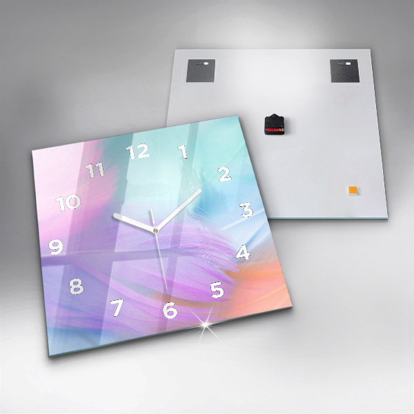 Orologio quadrato in vetro Piume colorate