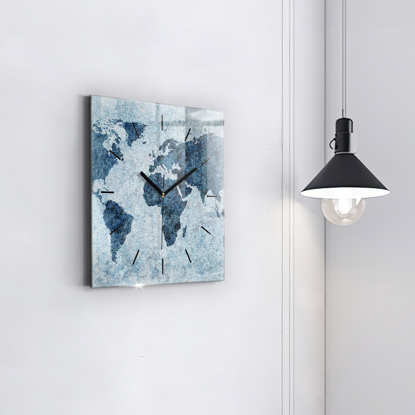 Orologio quadrato in vetro Mappa del mondo dipinta