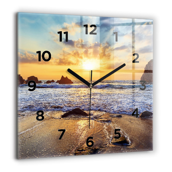 Orologio quadrato in vetro Tramonto sulla spiaggia