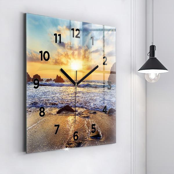 Orologio quadrato in vetro Tramonto sulla spiaggia